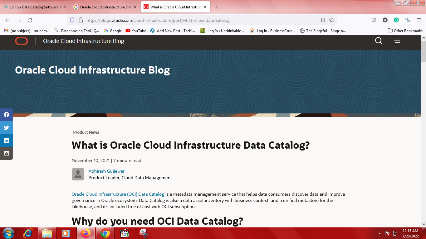 Oracle Cloud Infrastructure Data Catalog
